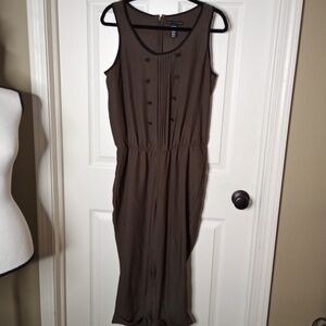 Apostrophe Green Khaki Cropped Cuffed Jumpsuit Size Medium